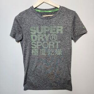Superdry Sport Athletic Fit Moisture Wicking Breathable Gray Shirt Large